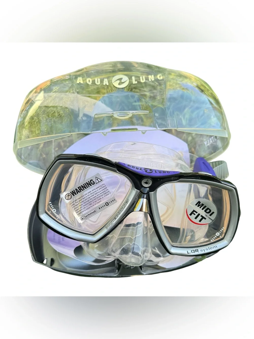 Aqua Lung Midi Fit Scuba Diving Pool Summer Beach Goggle Mask with Case